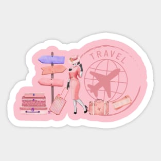 Travel in pink Sticker